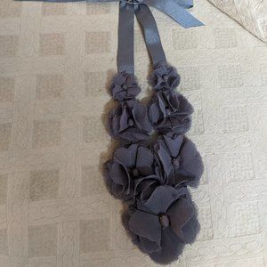 Anthropologie Grey Flower Statement Necklace